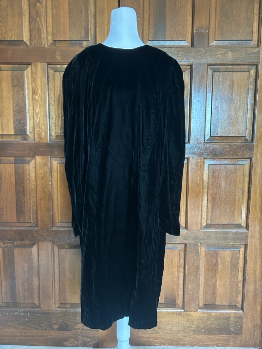 VTG 80s 90s Morgan Taylor Black Velvet Evening Gown 18W Retro Party Prom Bow - Picture 3 of 11